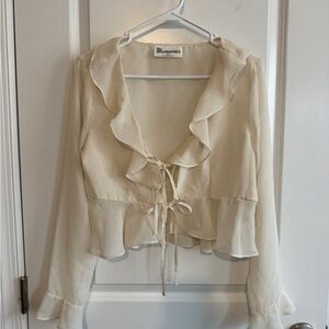 Cream Ruffled Blouse by No Boundaries